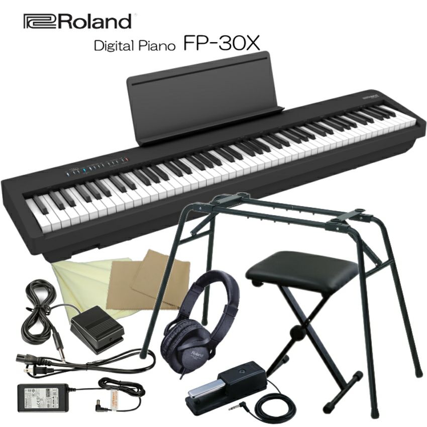 Roland デジタルピアノ 88鍵 黒 椅子付き Amazon | 【スタンド&椅子＆ペダルセット】Roland ローランド
