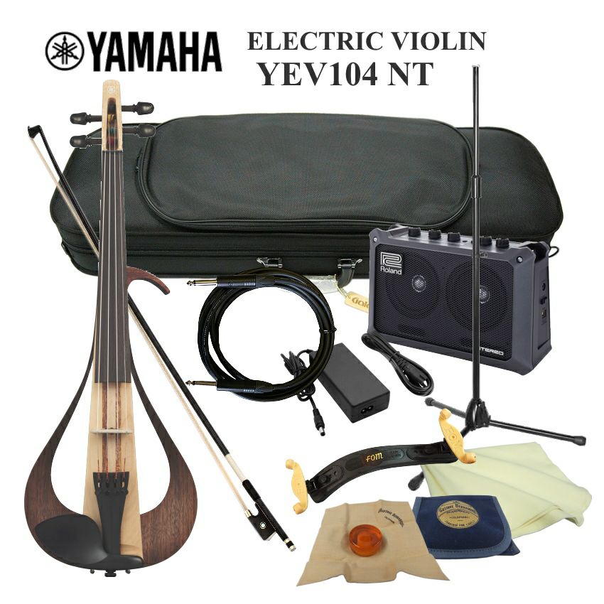 YAMAHA エレクトリックバイオリ YEV104BL ＋アンプ、道具一式 ワイヤレスセット□YAMAHA エレキバイオリン YEV104 ブラック