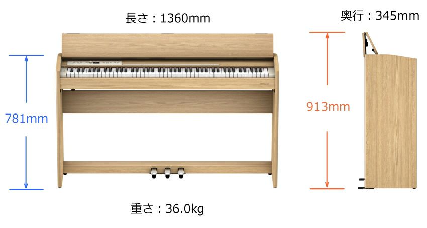 Roland F701 LA 電子ピアノ 88鍵盤 ライトオーク　美品 ローランド F701-LA 88鍵電子ピアノ 【高低自在椅子＆ヘッドホン