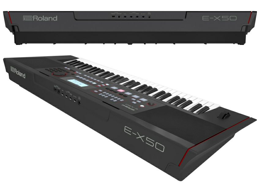 ローランド キーボード E-X50 本体用ケース&汎用ペダル付き■Roland 弾き語り電子キーボード Bluetooth&マイク機能/61鍵盤 BK  ブラック